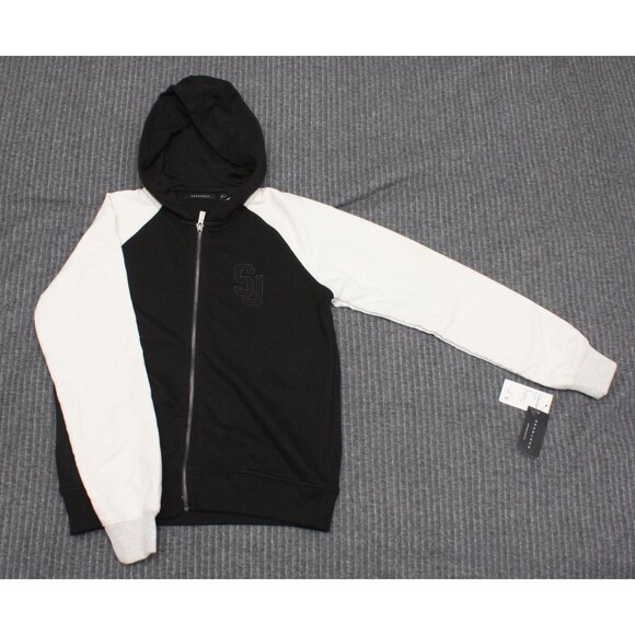 Sean John Full Zip Long Sleeve Hoodie Sweater SJ Logo Medium Black New - Picture 3 of 7